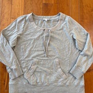 J.Jill Gray Long Sleeve Lightweight Sweatshirt Shirt with Front Pocket